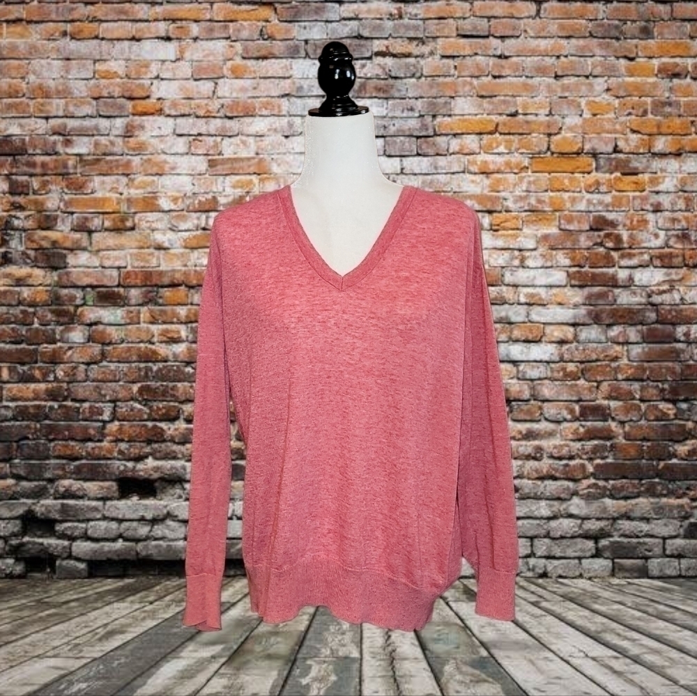 GAP Oversized Linen Blend V-Neck Sweater